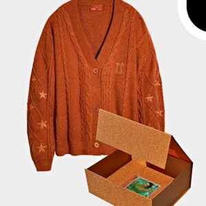 Life of a Showgirl- Taylor Swift Orange Cable Knit Cardigan with Box